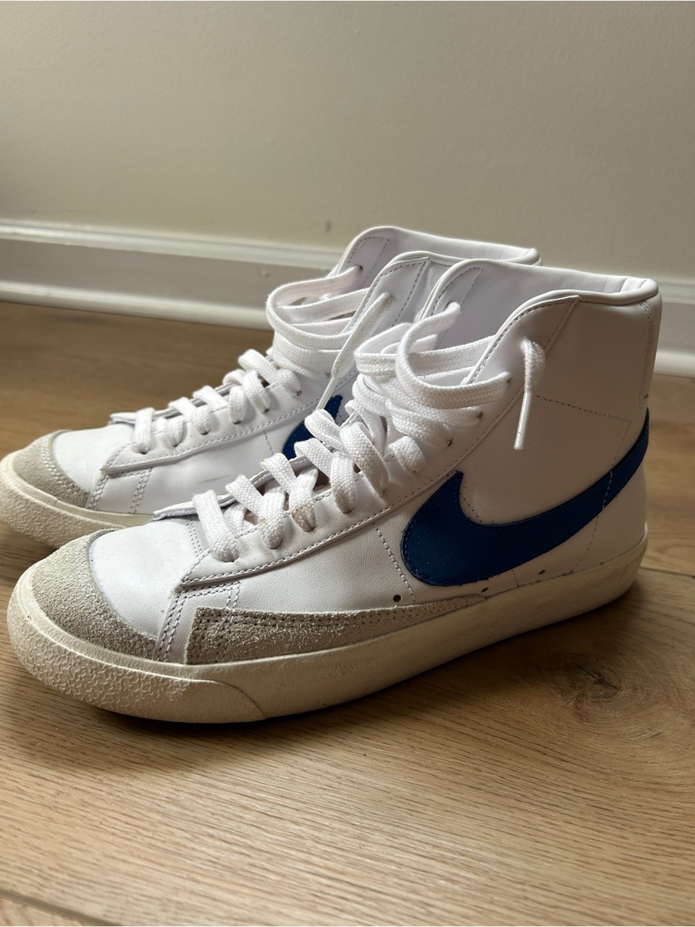 Nike Blazer Mid Vintage White with Blue Swoosh